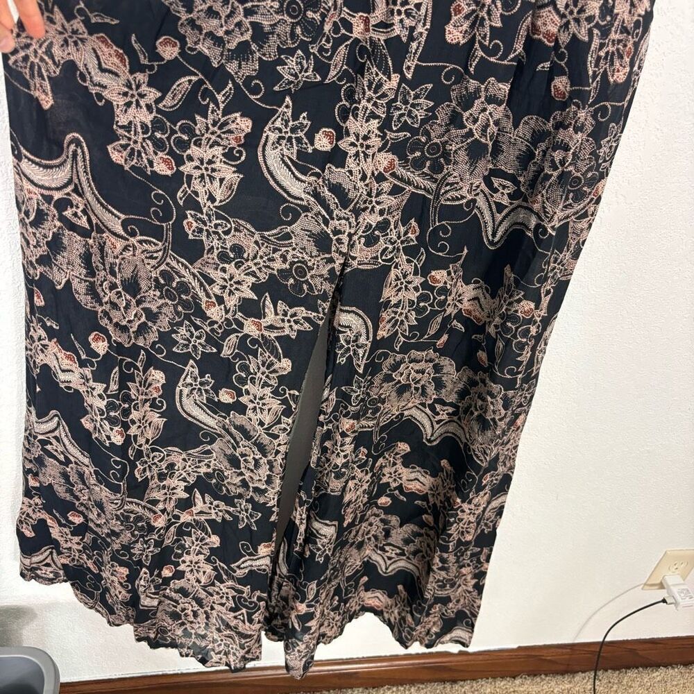Free People Kissing Sunlight Halter Pants Jumpsuit Black w/ Brown Floral Medium - Picture 5 of 10